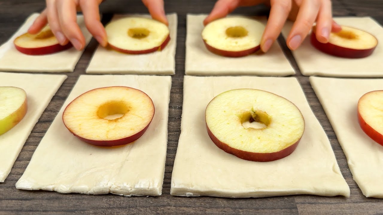 Dessert in 5 Minuten! Nur Blätterteig und 2 Äpfel.