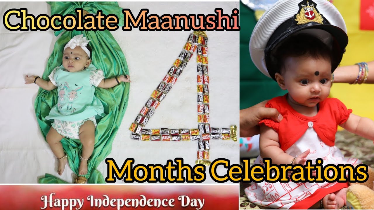 Chocolate Maanushi 4th Month Celebrations|Happy Independence Day|Baby Photoshoot|Cute Moments|India