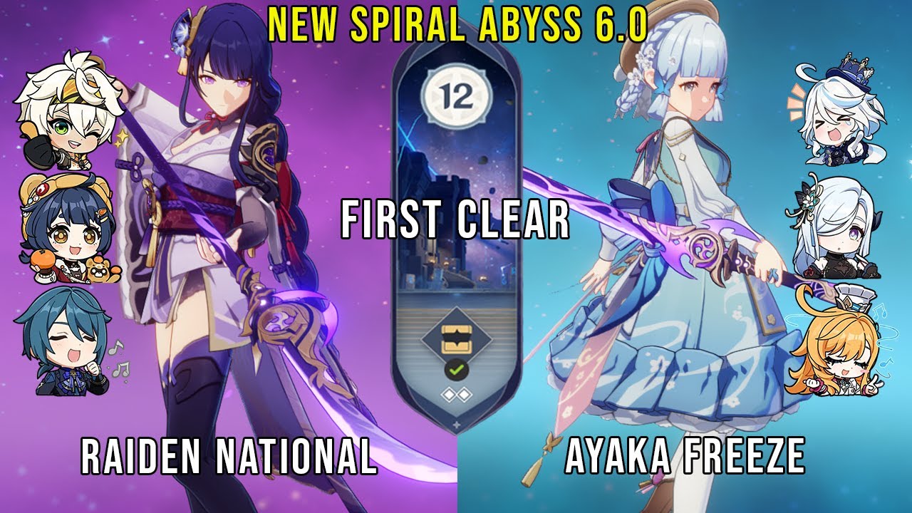 NEW Genshin Impact Abyss 6.0 | C0 Raiden National and C0 Ayaka Freeze | Floor 12 9 Stars