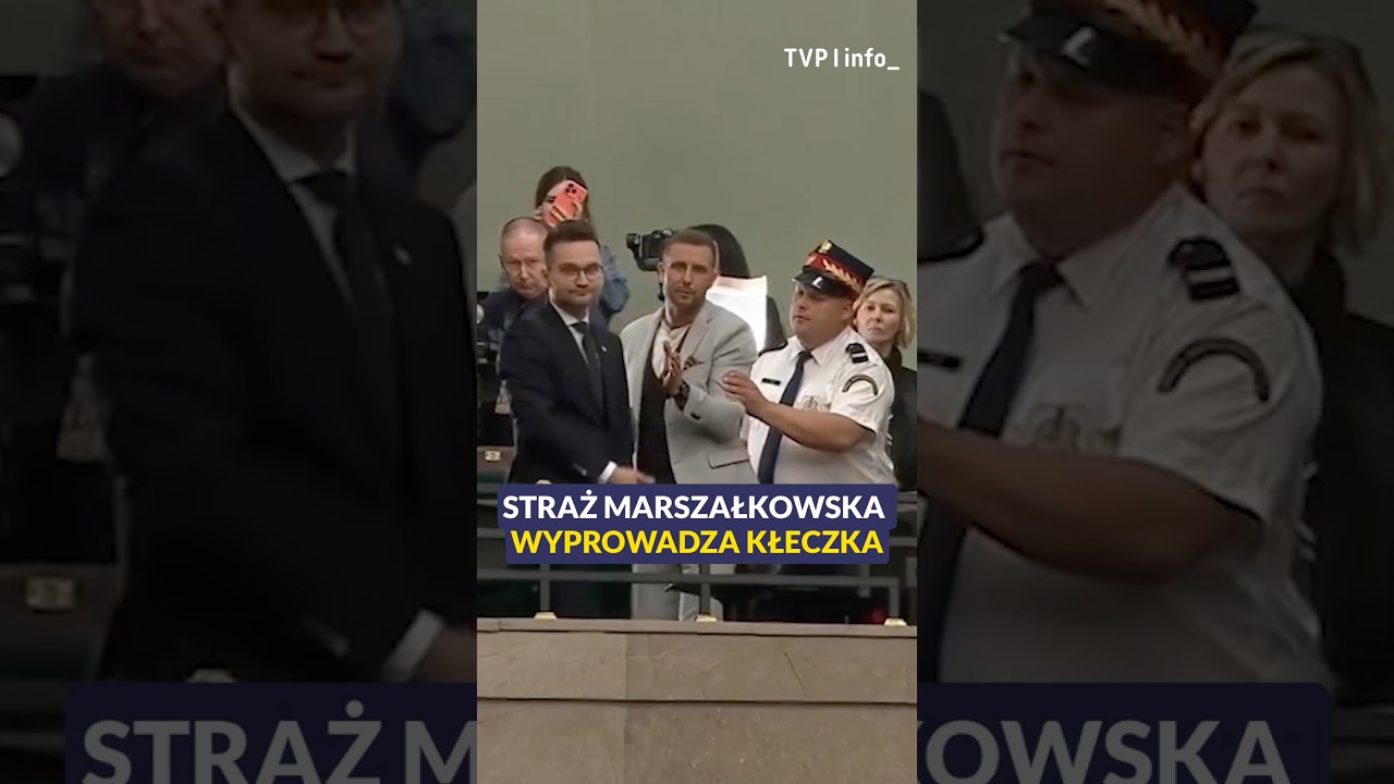 Scandal in the Sejm. Miłosz Kłeczek escorted out by the Marshal Guard #politics #sejm #shorts