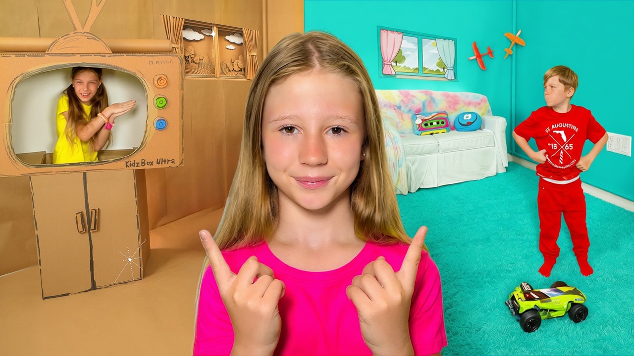 Nastya und Herausforderung Karton oder Farbspielzeug