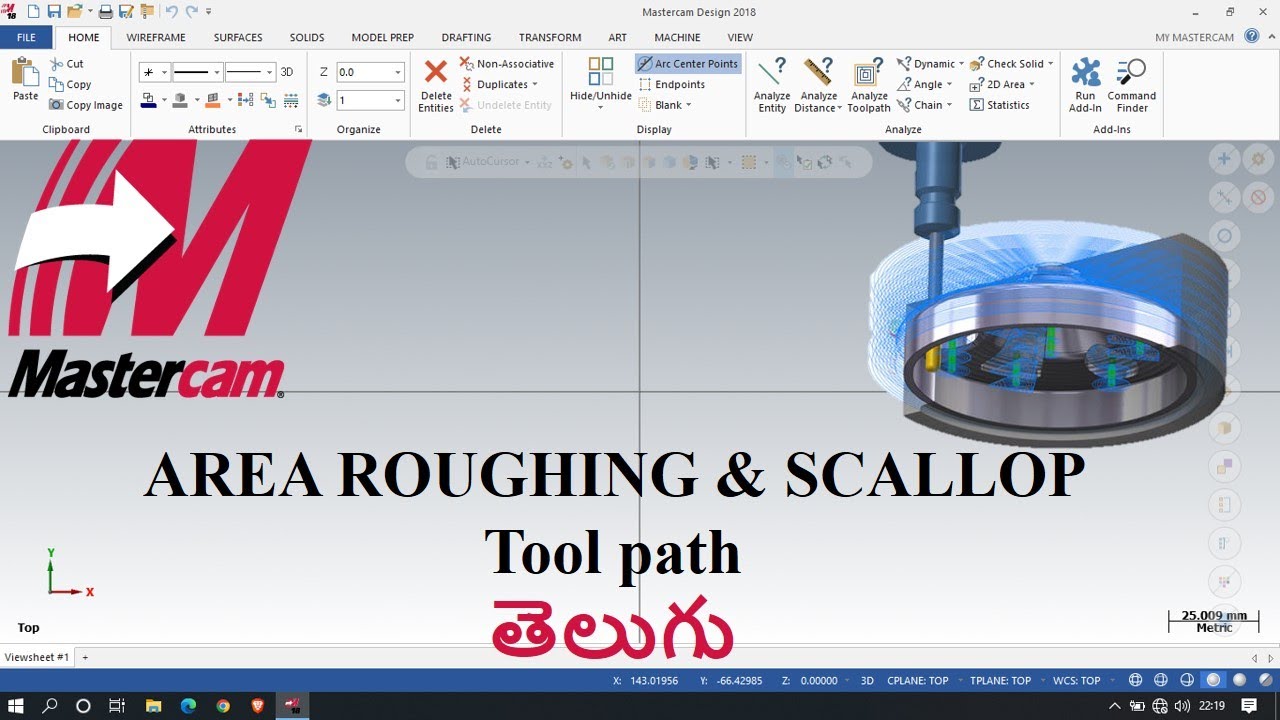Area roughing / Scallop #cad #cam #cnc #telugu #mechanical #cncprogramming #mastercamtutorials