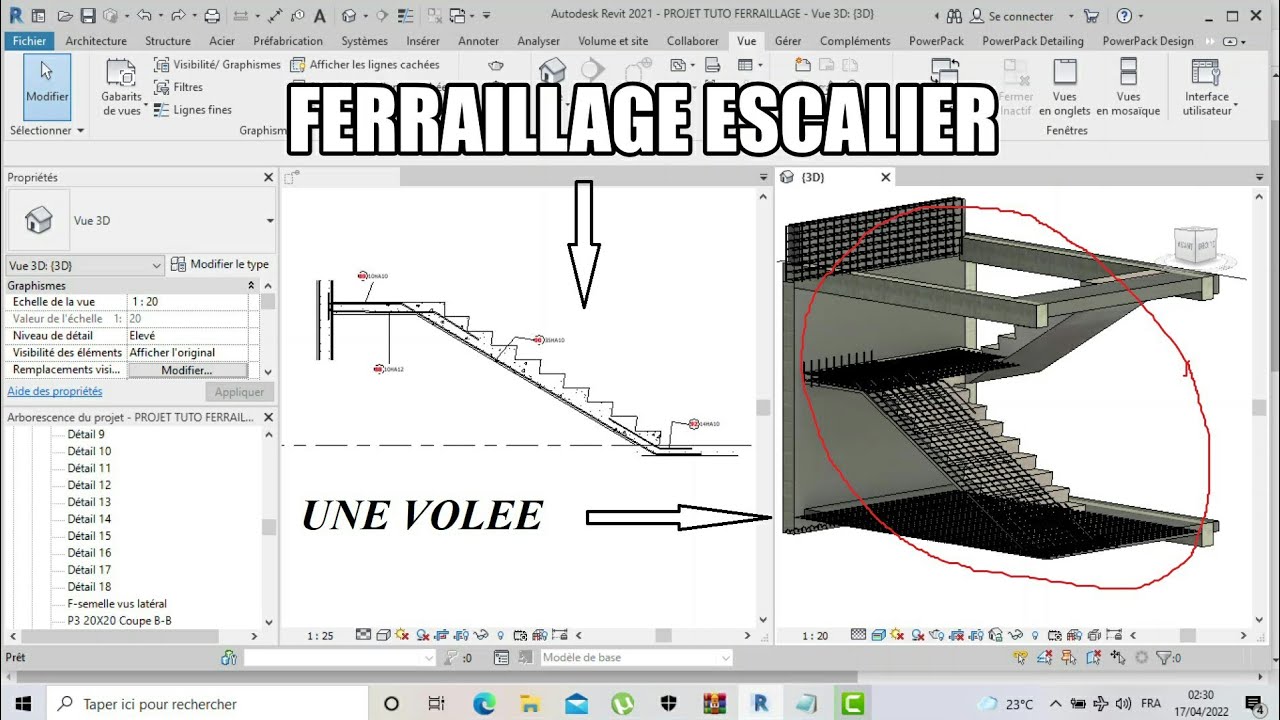 Tutoriels 26 ferraillage revit / Escalier ferraillage d'une volée