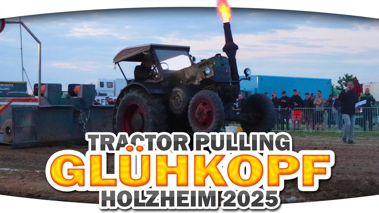 Lanz Bulldog spuckt Feuer - Glühkopf-Pulling bei Dämmerung ► Tractor Pulling Holzheim 2025