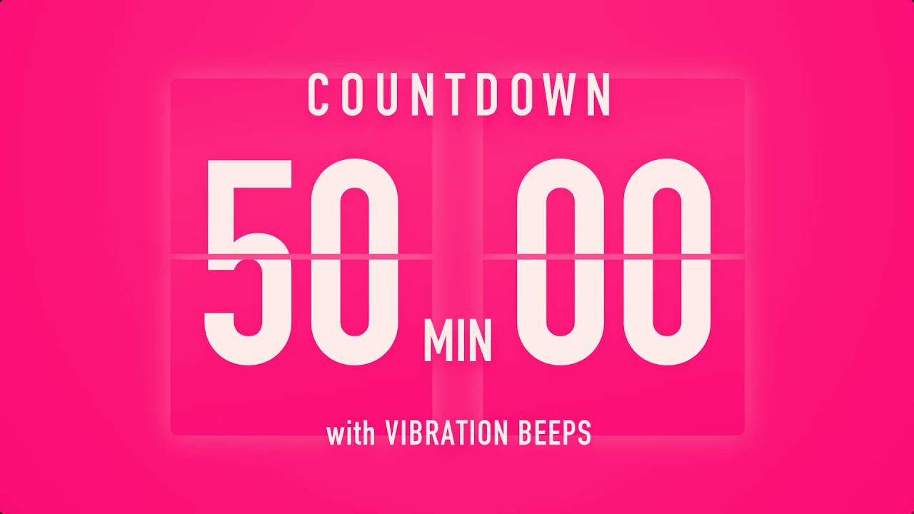 50 Minute Countdown Timer 💓 Flip Clock with Vibration Beeps