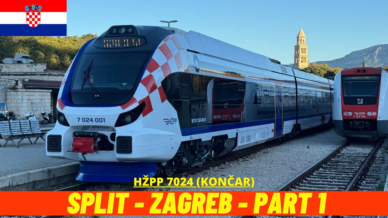 Inauguracyjna przejażdżka taks&oacute;wką &ndash; NOWYM pociągiem hybrydowym KONČAR HŽPP 7024 | Split &rarr; Gračac (Chorwacja, 15 września 2026) 4K