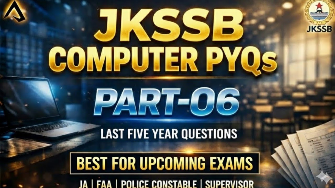 JKSSB Computer Previous Year Questions Junior Assistant 06| JKSSB Computer PYQs last 5 years
