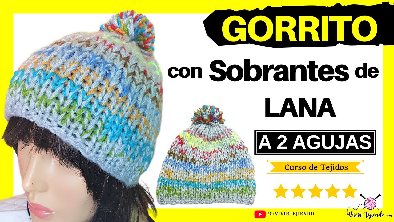 ✅ Gorro a Dos Agujas Fashion con Lana Reciclada Multicolor 🌈 Tejidos Bonitos a 2 Agujas