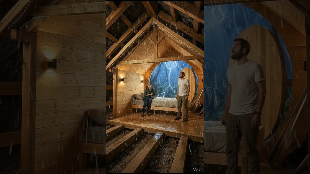 Jungle Cave Survival Night 🌩️ Storm Gets Worse &ndash; Water Leaking Inside | ASMR Build (Part 2)