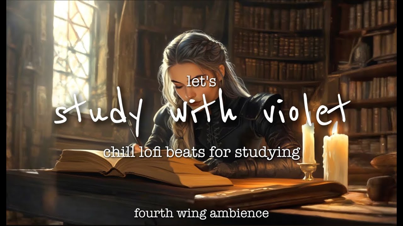 study with violet📚 | chill lofi beats for studying | fourth wing ambience