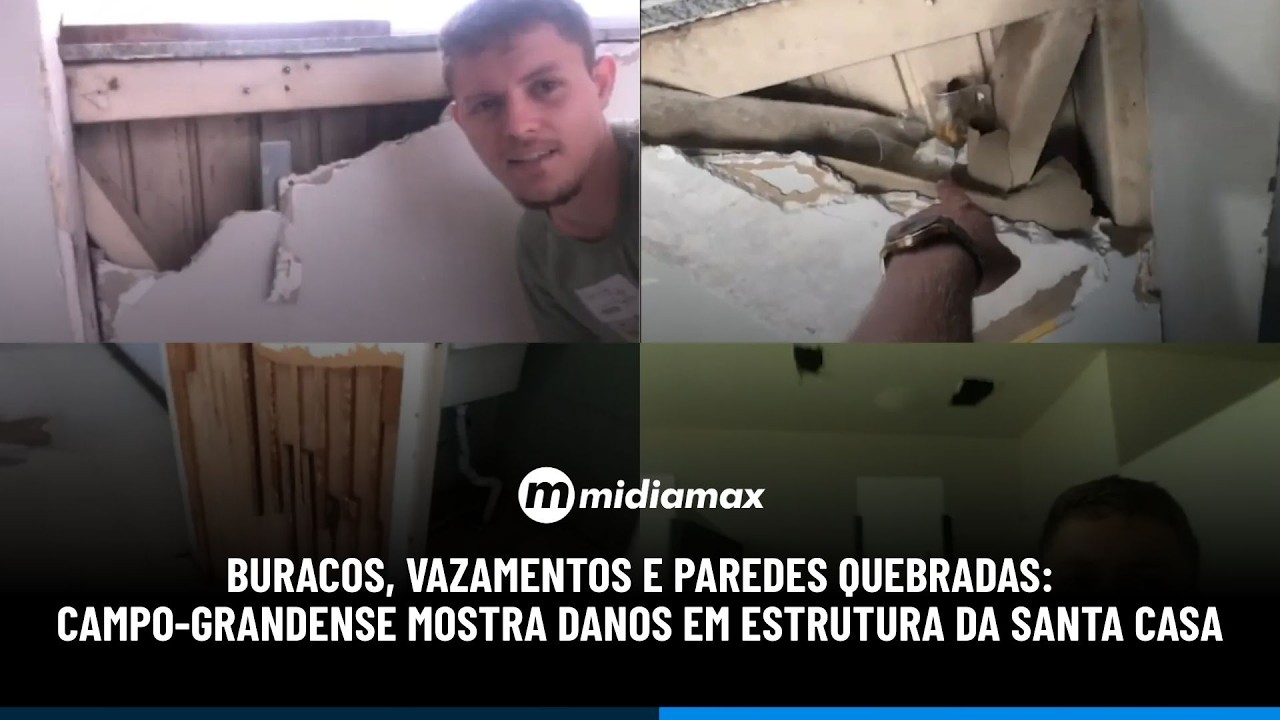 Buracos, vazamentos e paredes quebradas: campo-grandense mostra danos em estrutura da Santa Casa