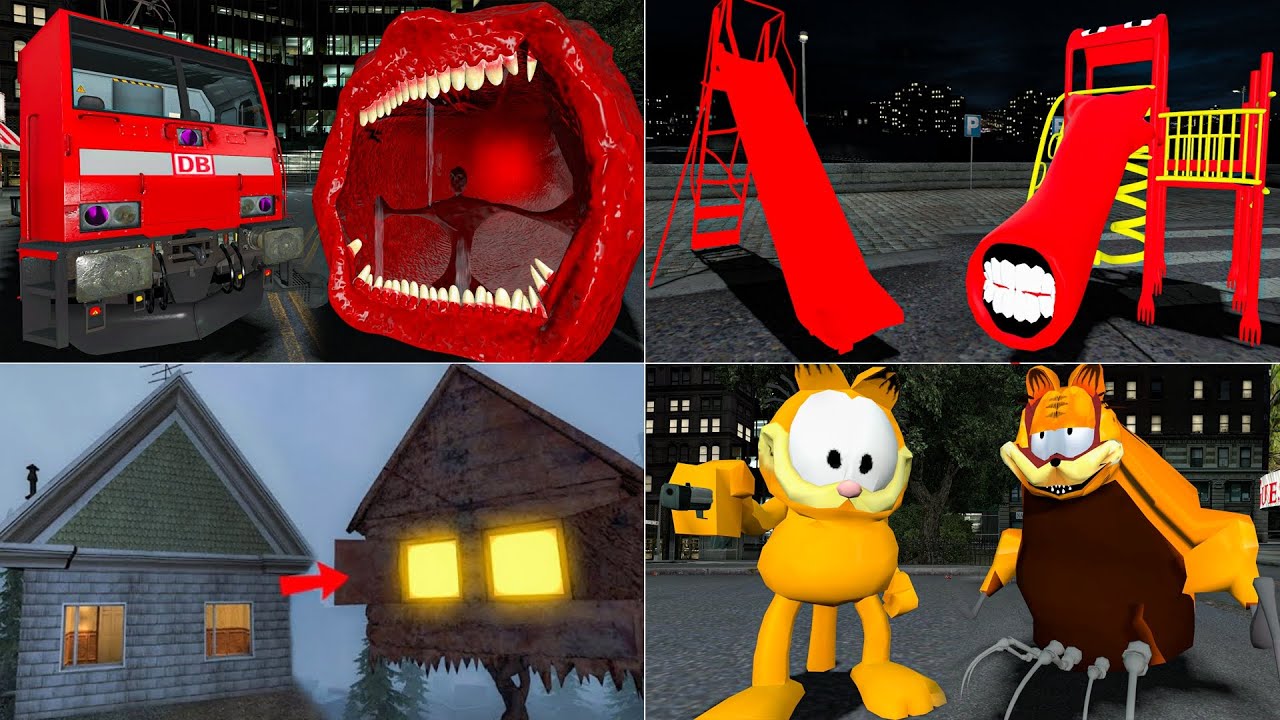 EVERYTHING TURNED INTO CREATURES in the city | TRAIN EATER, EXTRA SLIDE, HOUSE HEAD