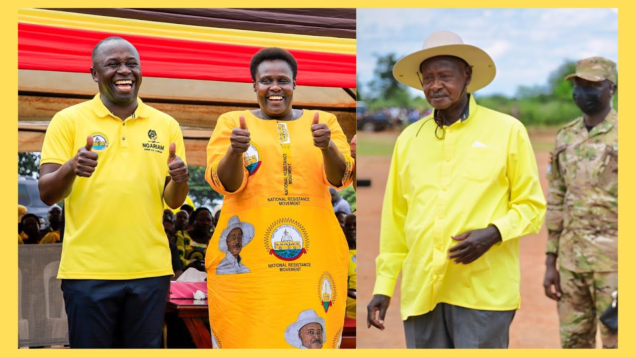Museveni in Katakwi unites Vice President Jessica Alupo and Minister Peter Ogwang at a Massive rally