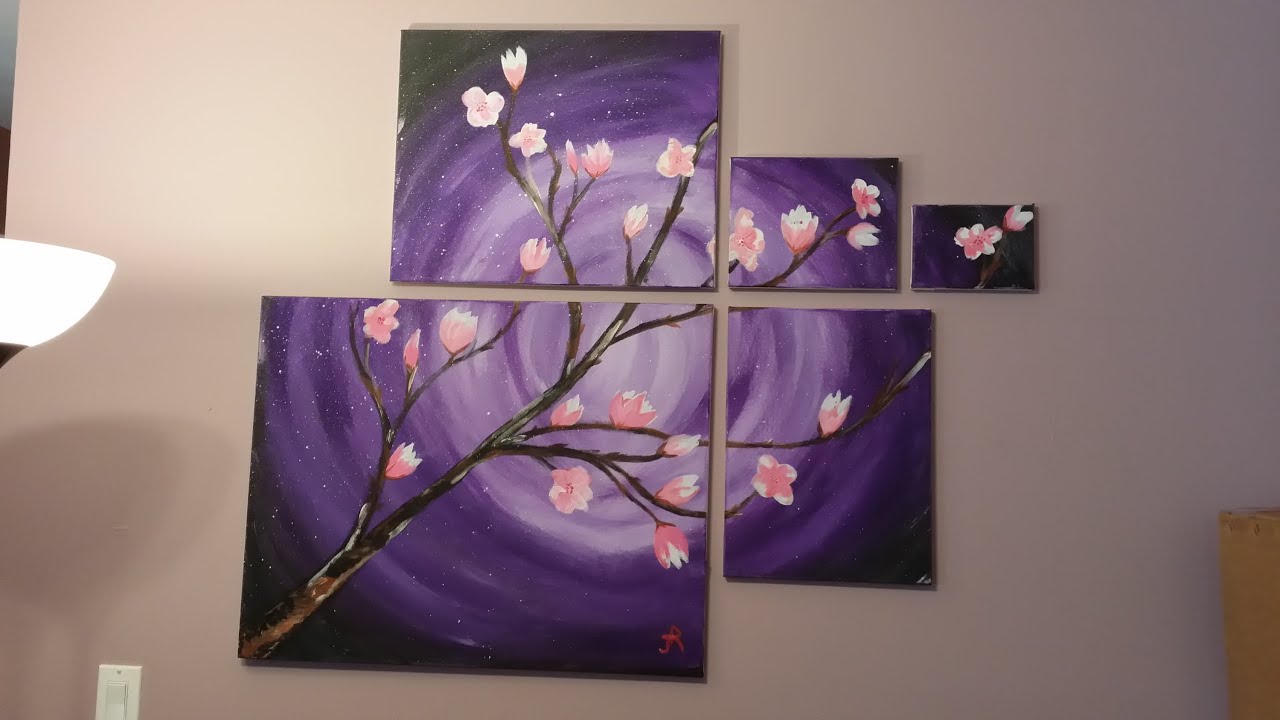 Easy Cherry Blossom Painting Timelapse using Acrylic
