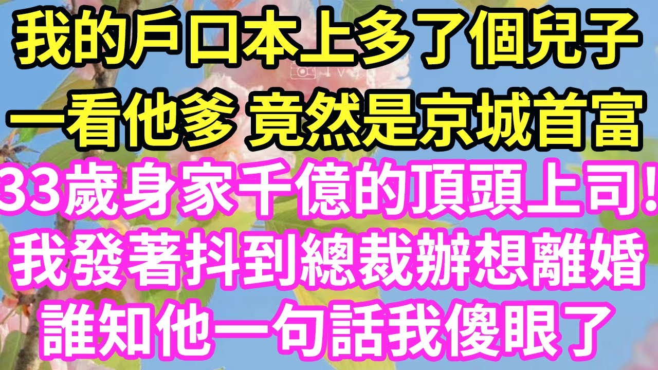 我的戶口本上多了個兒子一看他爹 竟然是京城首富33歲身家千億的頂頭上司!我發著抖到總裁辦想離婚誰知他一句話我傻眼了#現言#總裁#甜文#故事 #言情#一口氣看完