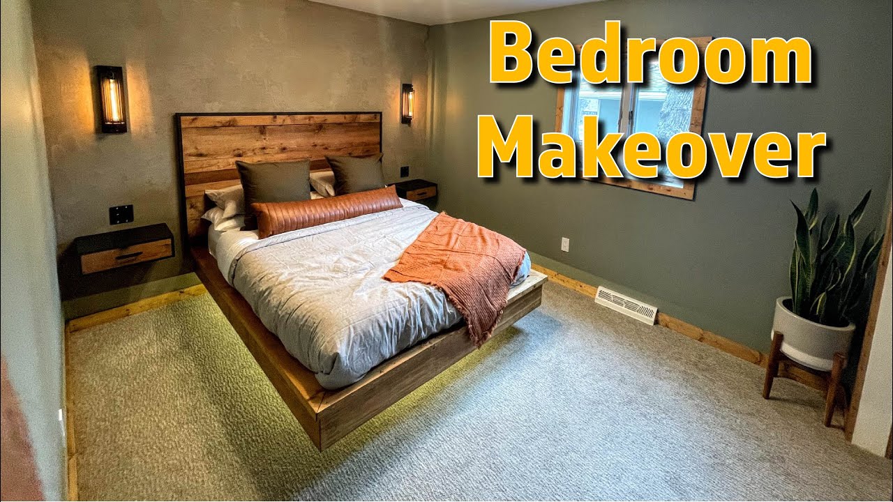 DIY Bedroom Makeover Start to Finish | Custom Floating Bed