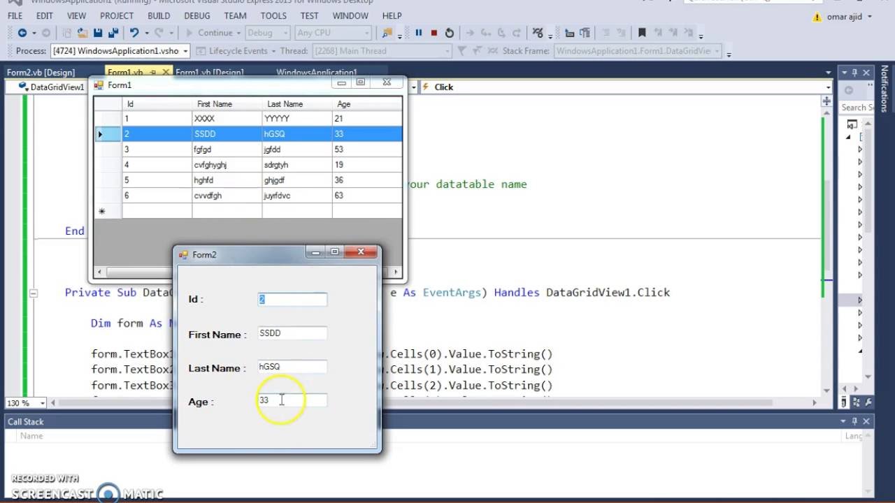 VB.NET - DataGridView Show Selected Row Data In Another Form Using Visual Basic .Net  [ + code ]