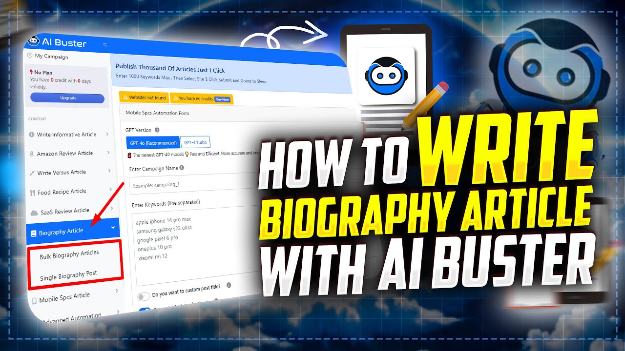 How To Write Biography Article With AI Buster | AI Buster | Best AI Writing Tools