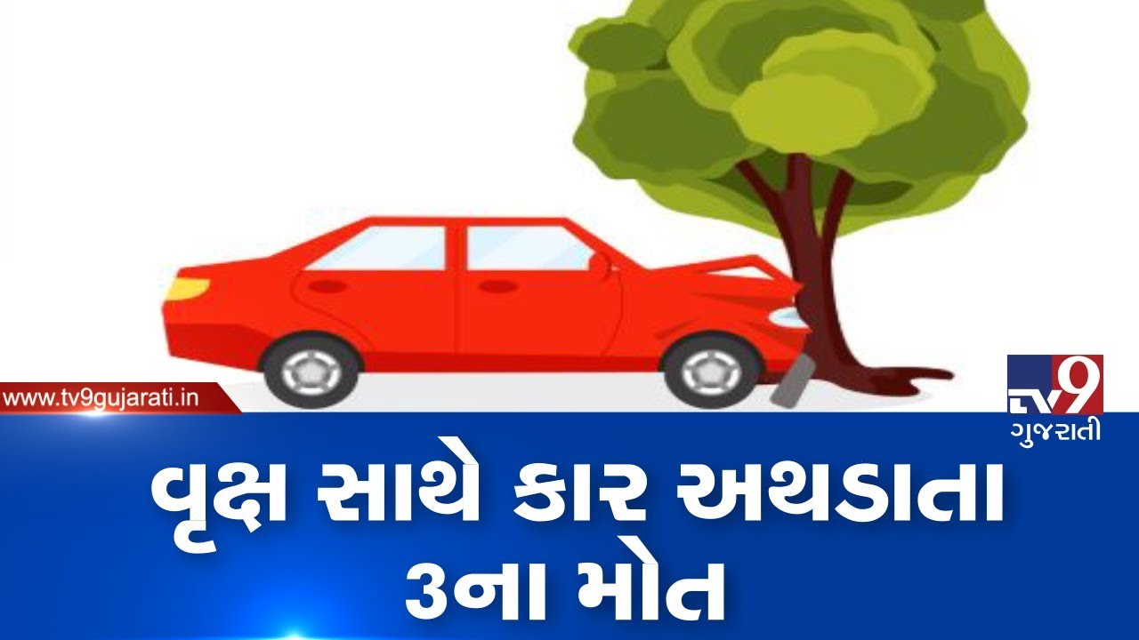 Amreli: 3 died after car collides tree near Mota Bhandariya village | Tv9GujaratiNews