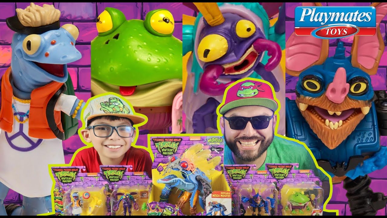 MÁS MUTANTES | PLAYMATES TMNT MUTANT MAYHEM WAVE 2 : GENGHIS FROG - MONDO GECKO - WINGNUT & SCUMBUG