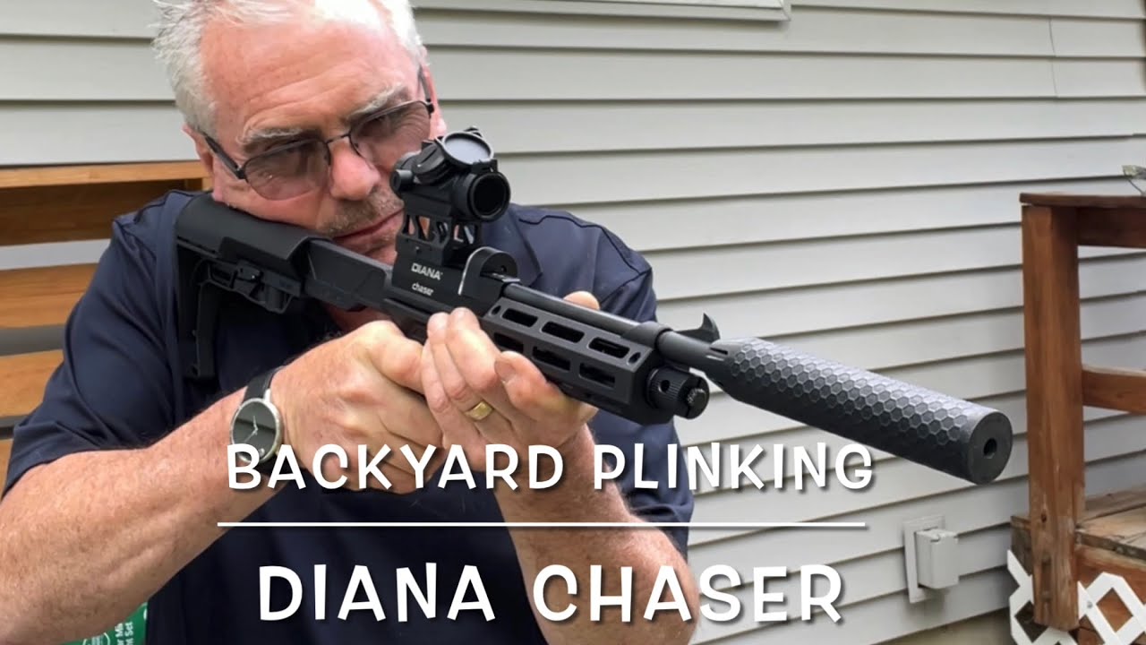 Backyard plinking testing the Feyachi V30 red dot on my Buck Rail Diana Chaser
