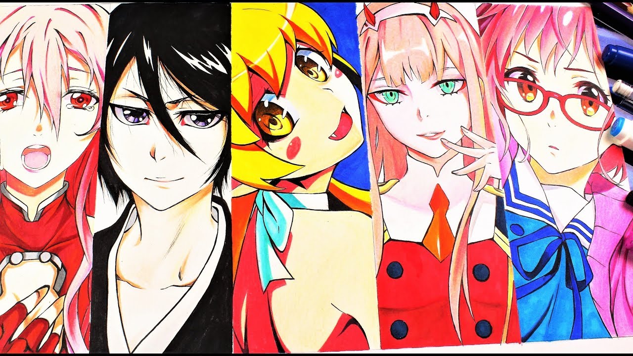 DRAWING My ANIME Waifu's (Inori/Rukia/Shinobu/Zero TWO/Kuriyama)