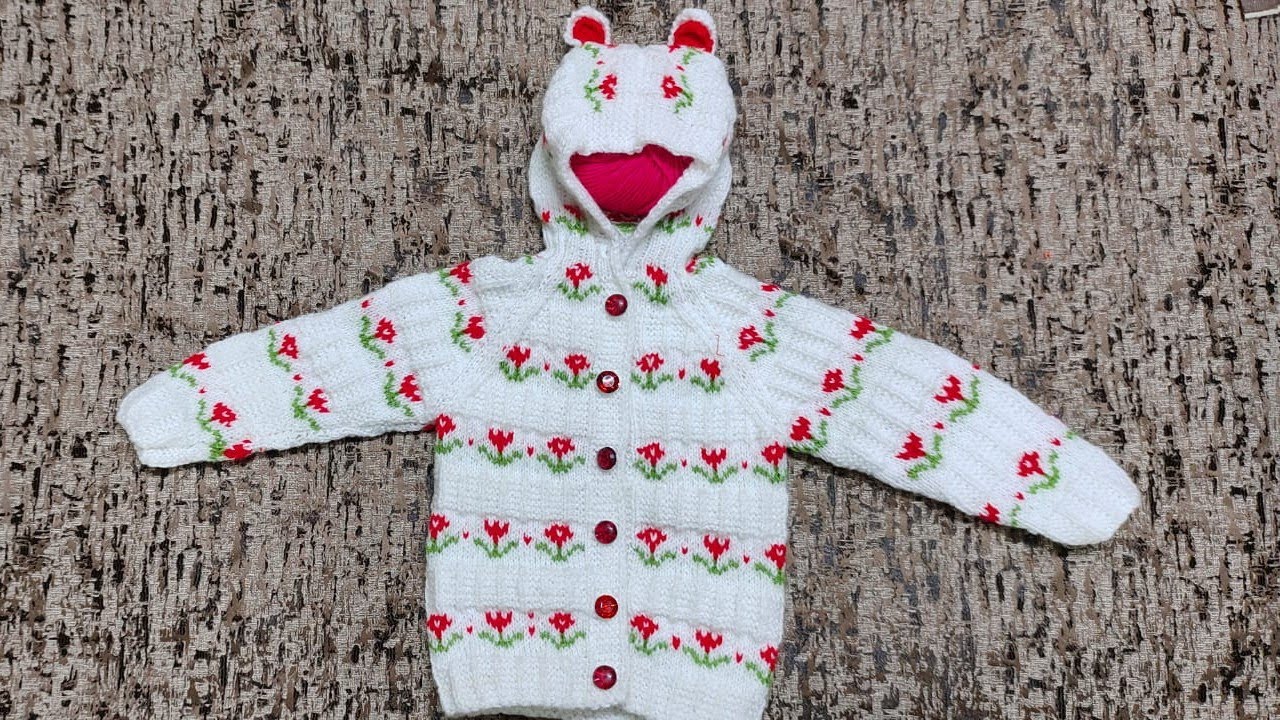 rabbit hood wala baby sweater design in hindi. part 1