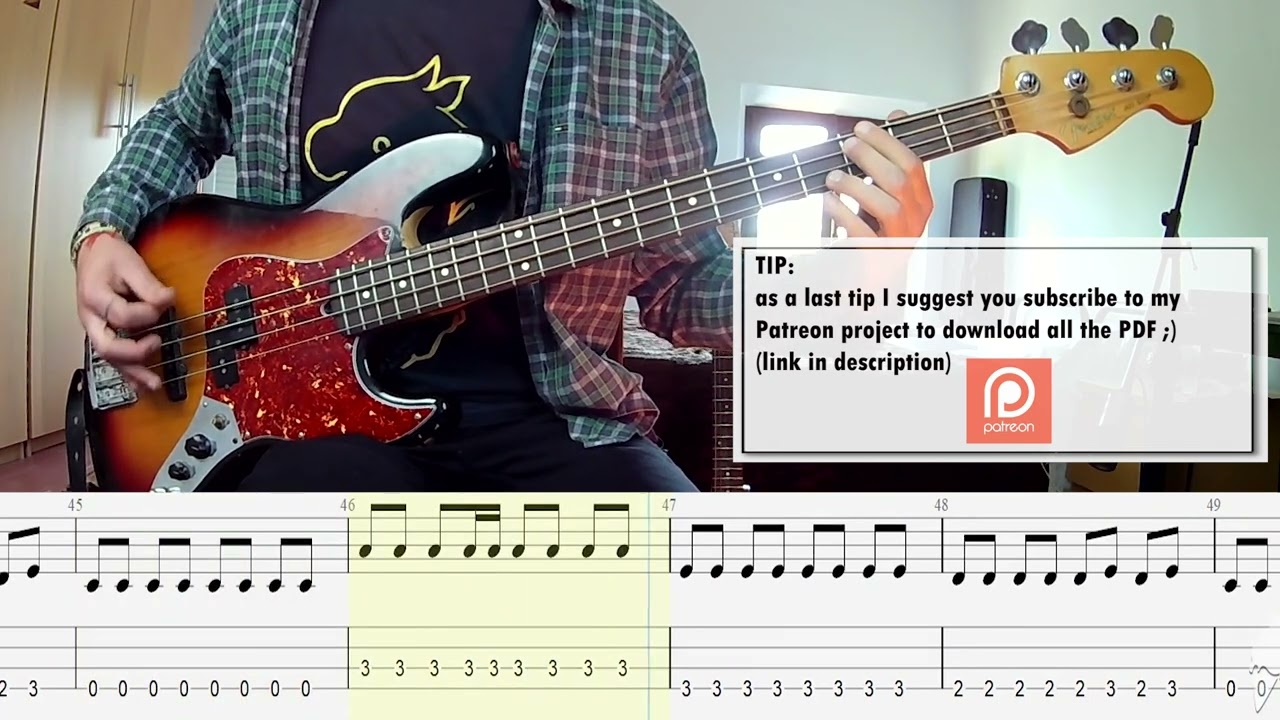The Cranberries - Zombie BASS COVER + PLAY ALONG TAB + SCORE