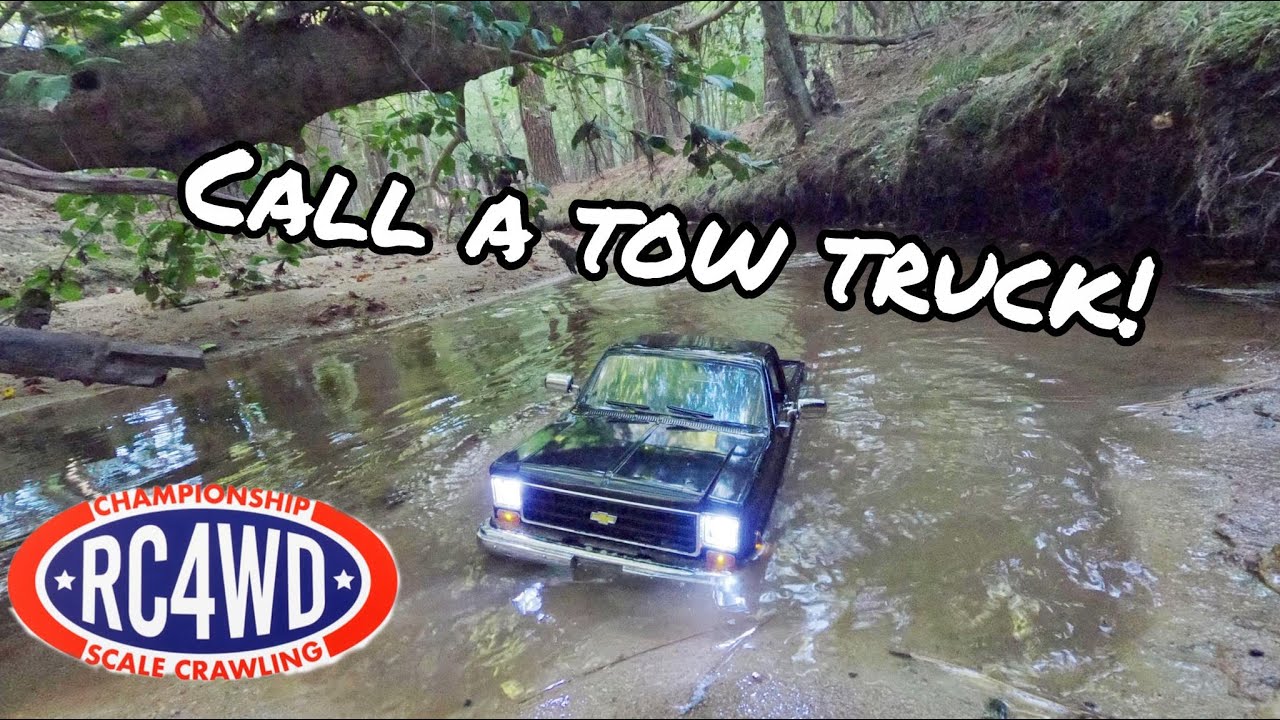 Rc4wd Chevy k10 gets stuck in the creek and breaks xvd!