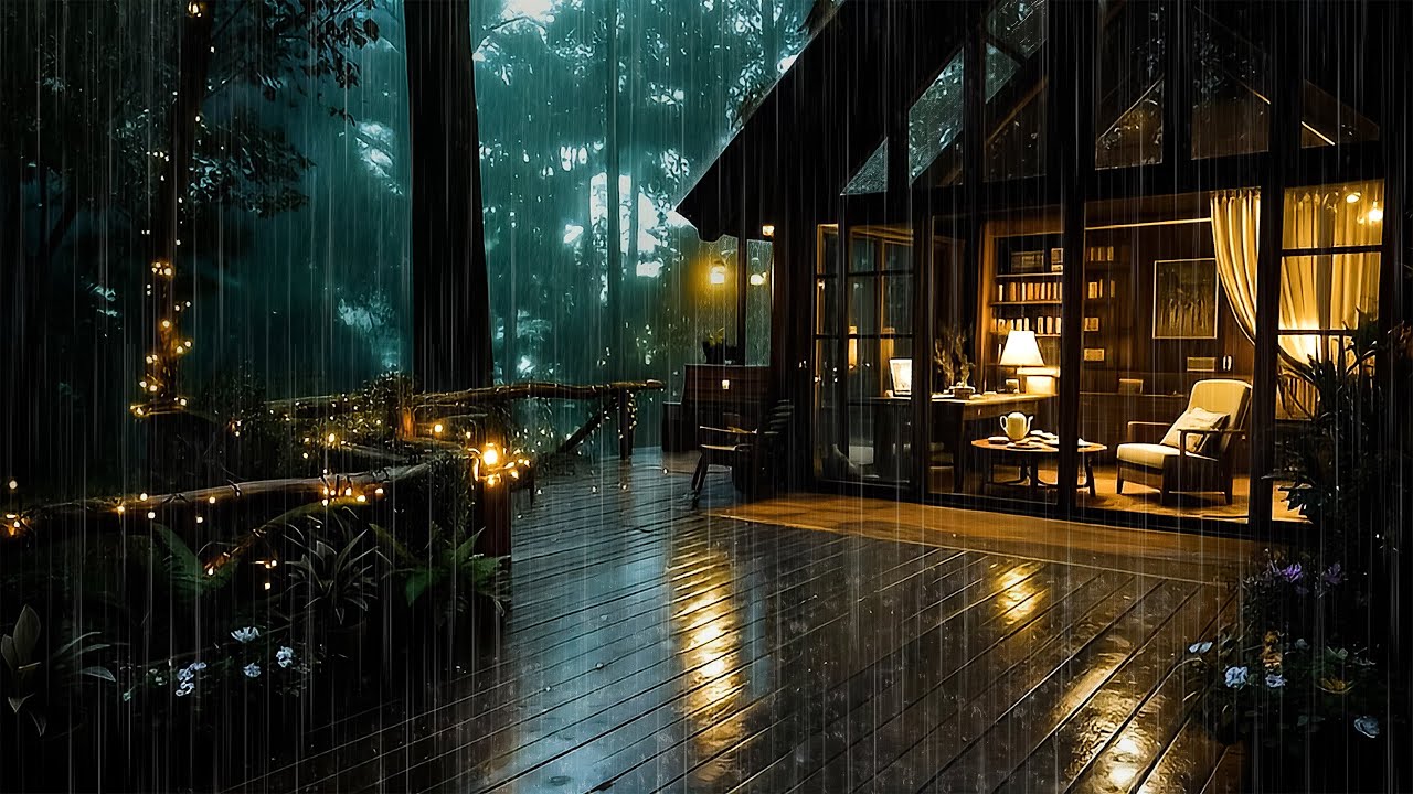 Calm Rain Sounds around a Cozy Forest Cabin 🌲| Sleep Deeply & Peacefully All Night