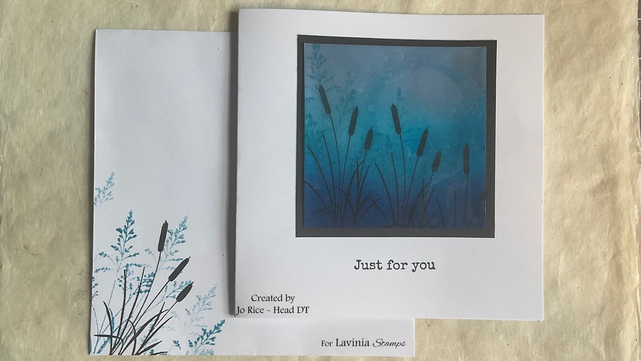 Камыш на плитке от Джо Райса #laviniastamps #cardmaking