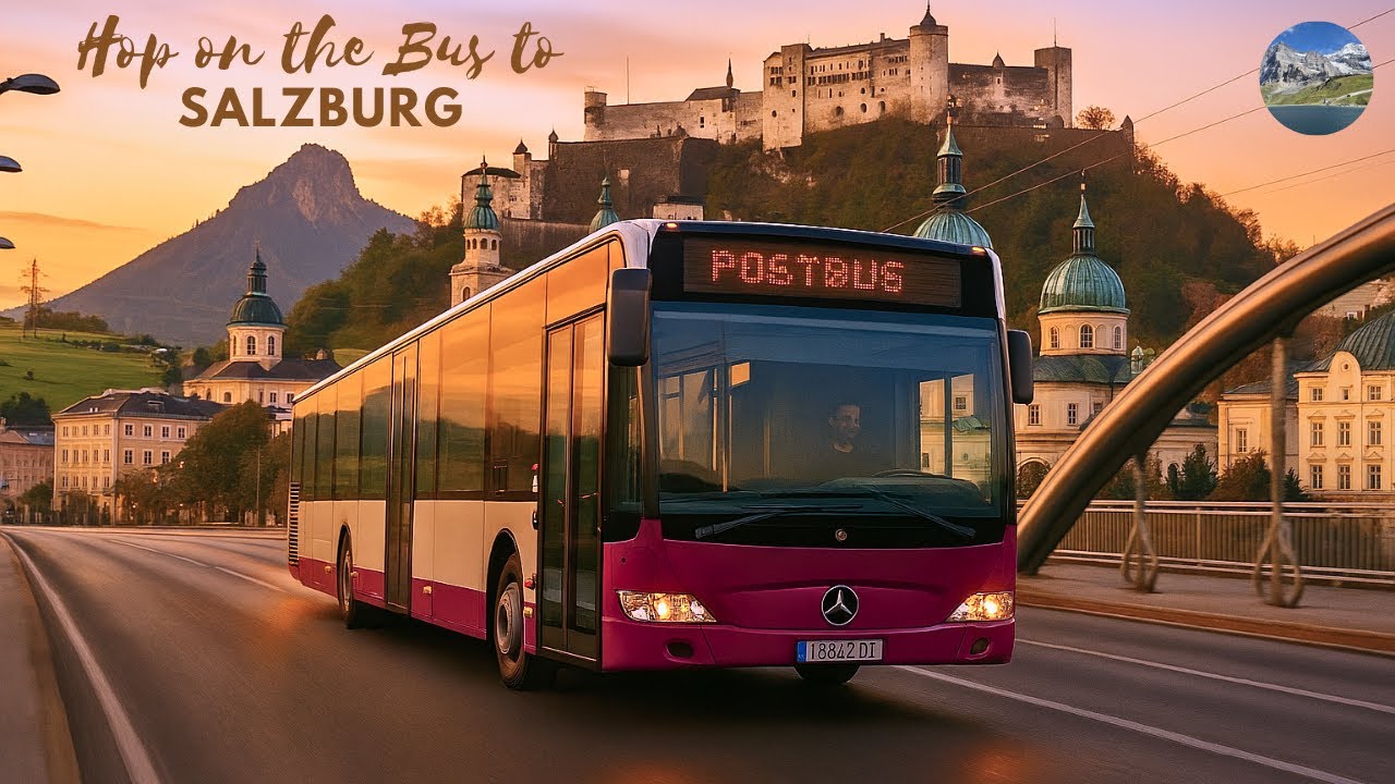 Scenic Bus Ride Through Austrian Hills at Dusk | Salzburg Bound (No Music Relaxation)