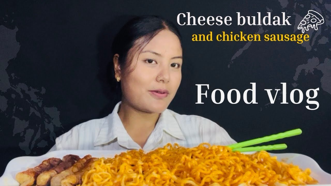 SPICY 🌶️ CHEESE BULDAK 🧀WITH CHICKEN SAUSAGE 🌭#mukbang #foodie 