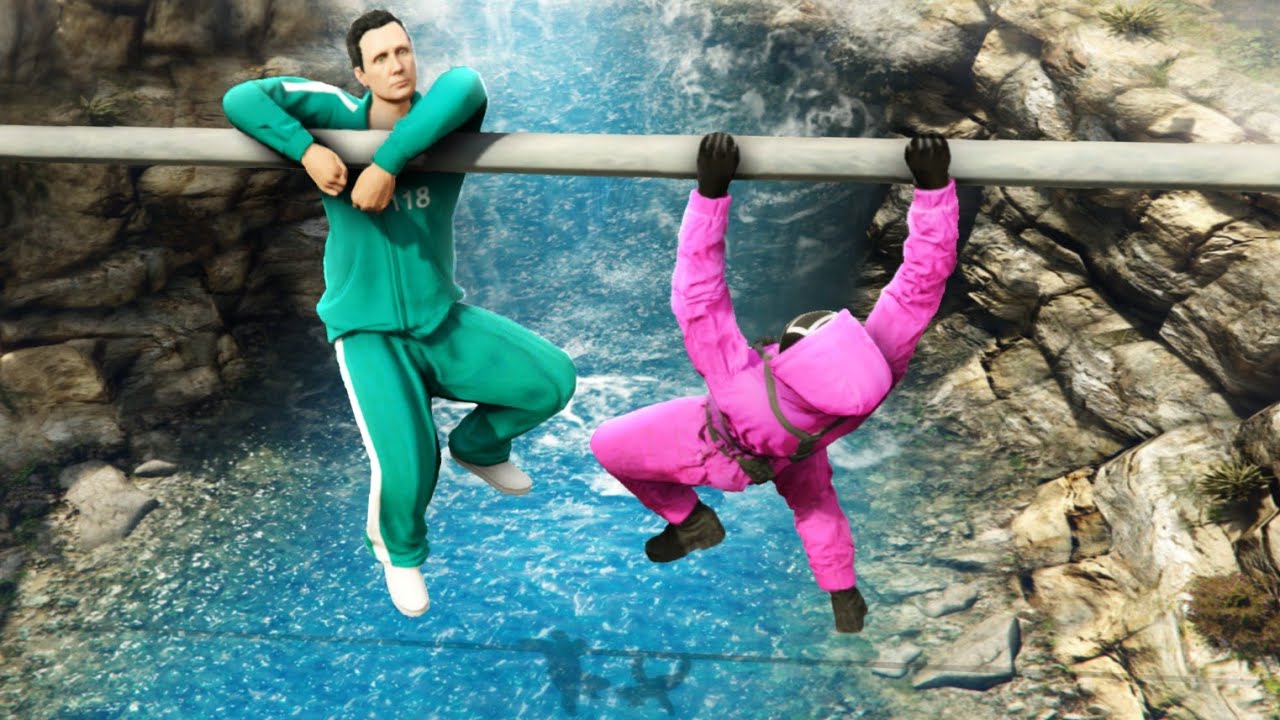 GTA 5 Squid Game Team Crazy Water Ragdolling and Jumps! (No godmode)
