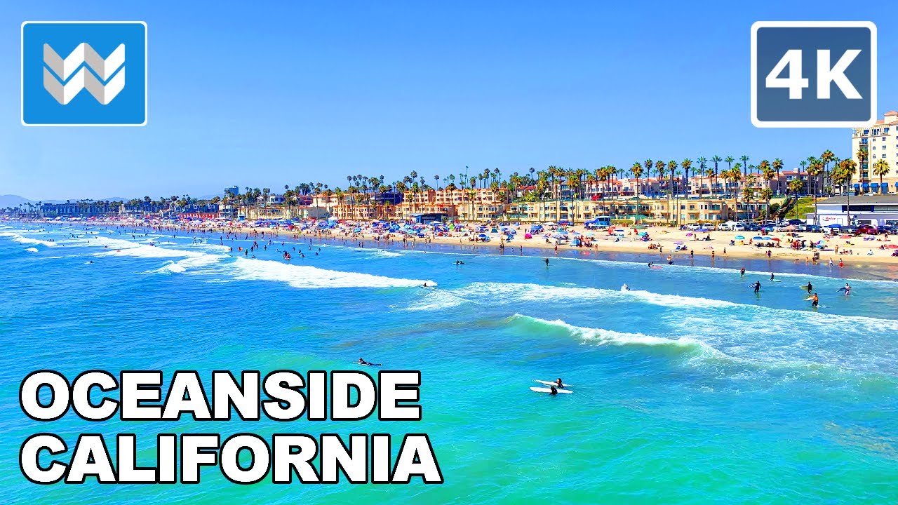 [4K] Oceanside Beach Pier in San Diego County, California USA - Walking Tour & Travel Guide  🎧
