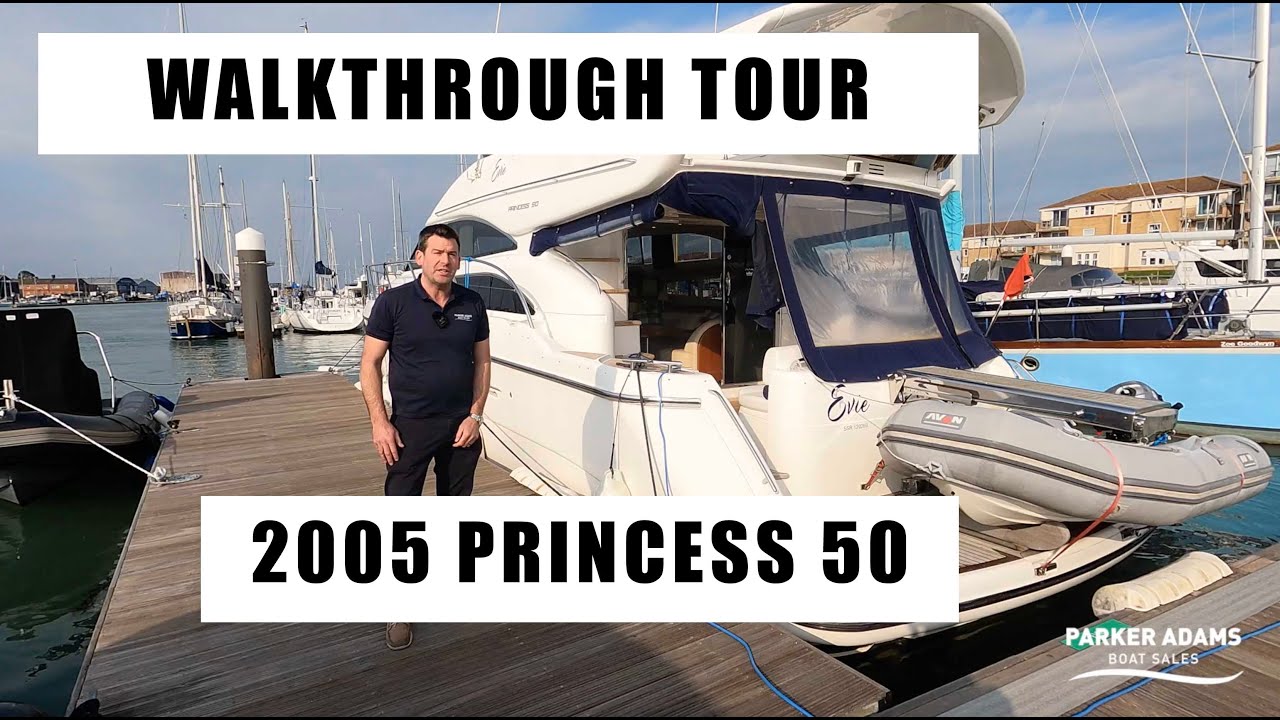Princess 50 Walkthrough Yacht / Boat Tour - Stunning Boat with upgrades and D12 Volvo Penta Engines!