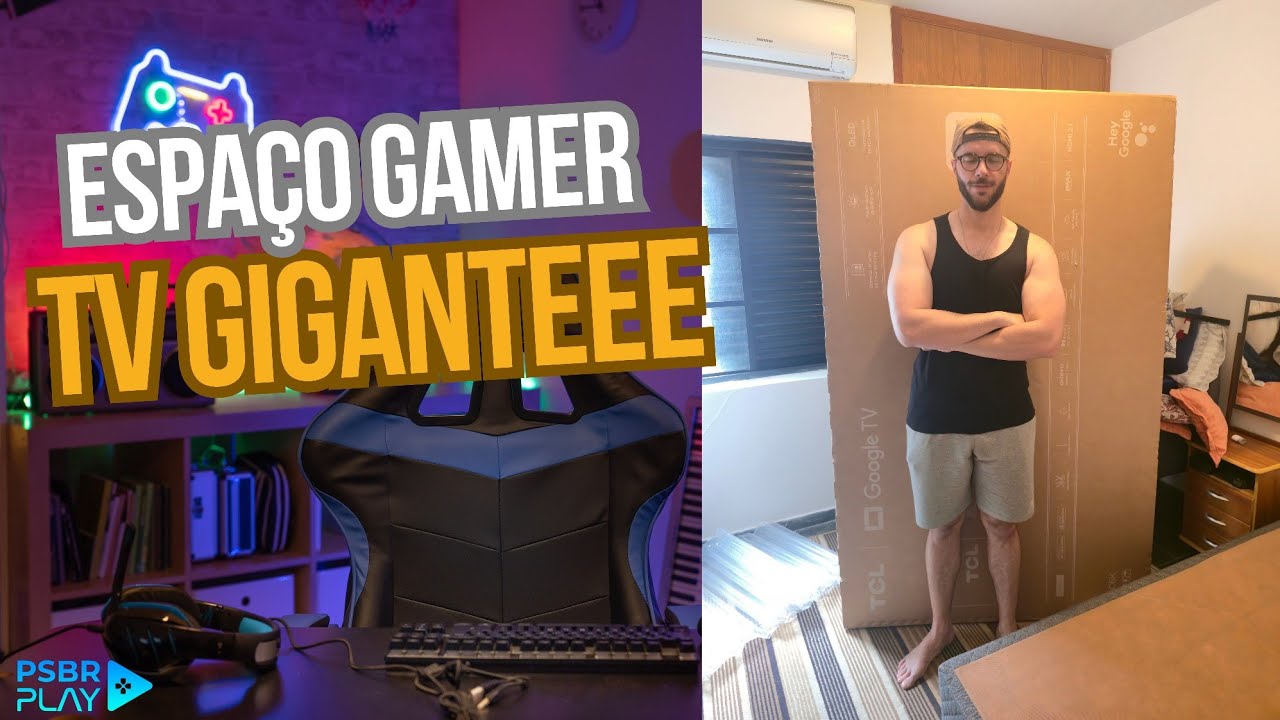 MONTAGEM DE UM ESPAÇO GAMER COM UMA TV DE 86 POLEGADAS. COMEÇO AO FIM 