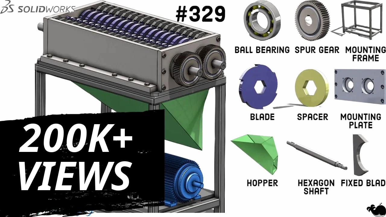How to Design a Plastic Shredder Machine (36 Blades)#329 |#SolidWorks| |#designwithajayl #tutorial