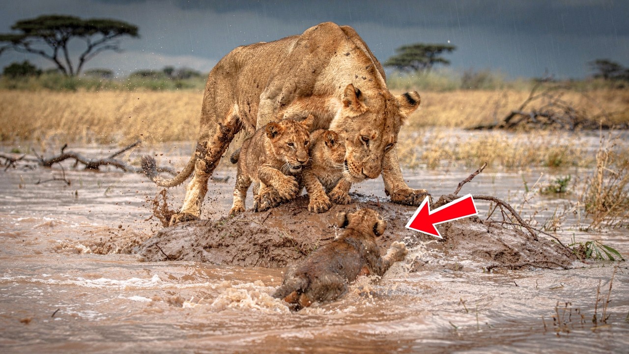 Lioness Bravely Protected Her Cubs in the Flood – What Happened Next Touched Hearts