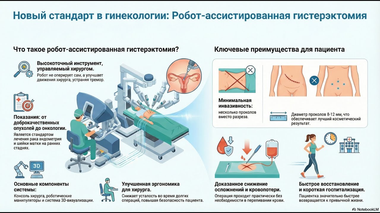 Лапароскопическая робот-ассистированная гистерэктомия: Клинический протокол. Акушерство.
