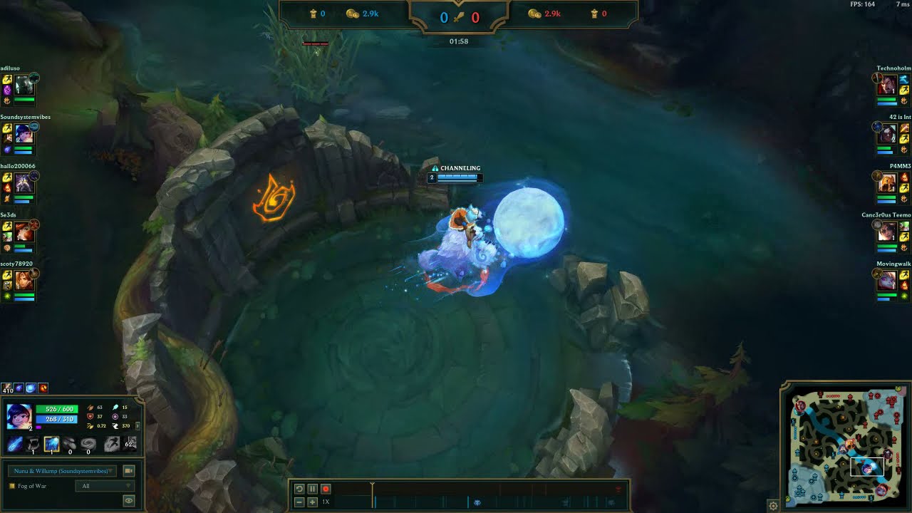 Nunu - first blood snowballing through a wall ?! LOL 11.8 [LIVE GAME]