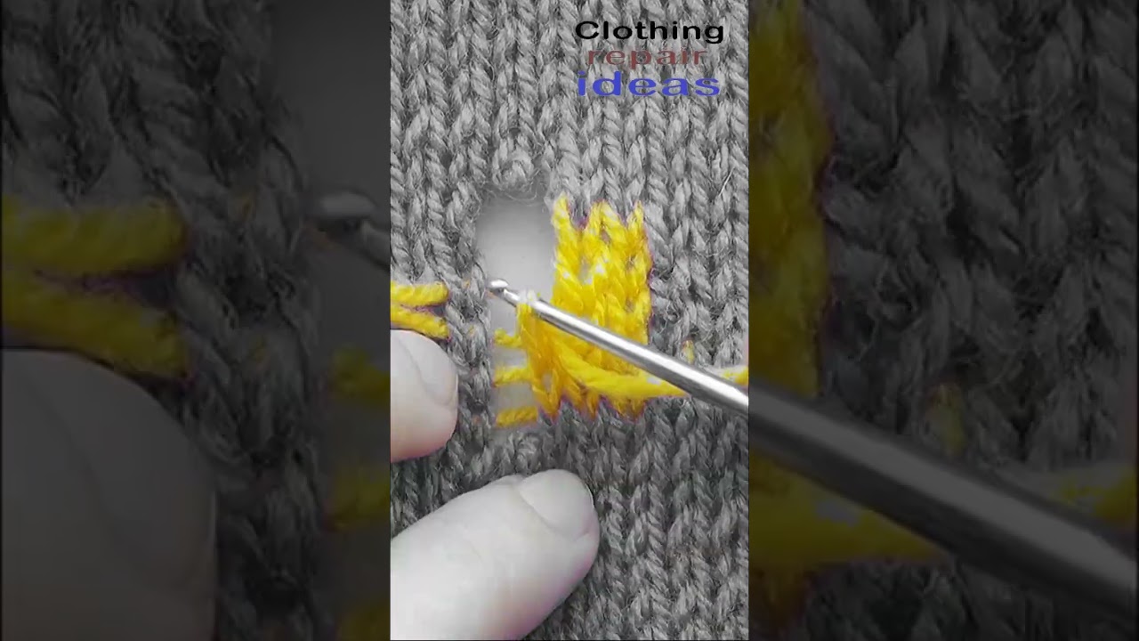 Great Way to Repair a Big Hole in a Knitted Sweater 🧶✂️ #shorts #sewing #art #clothing