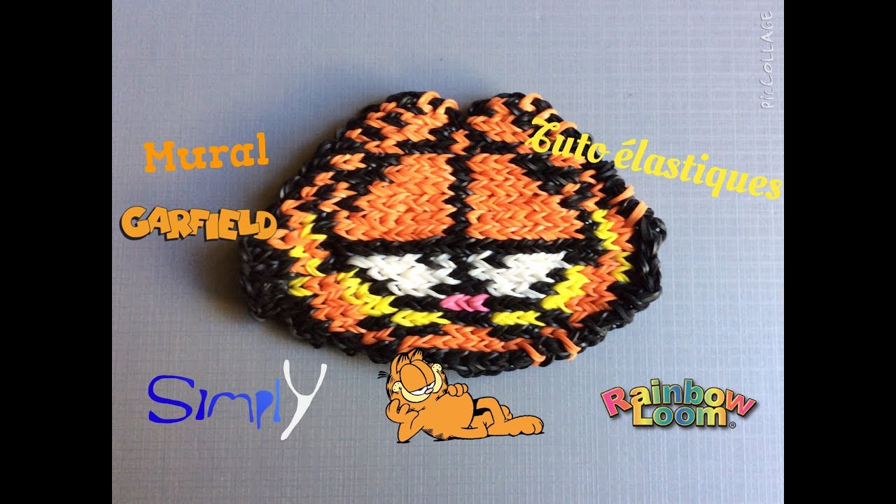 Tuto { Mural sans fond Garfield en élastiques Rainbow Loom } Simply