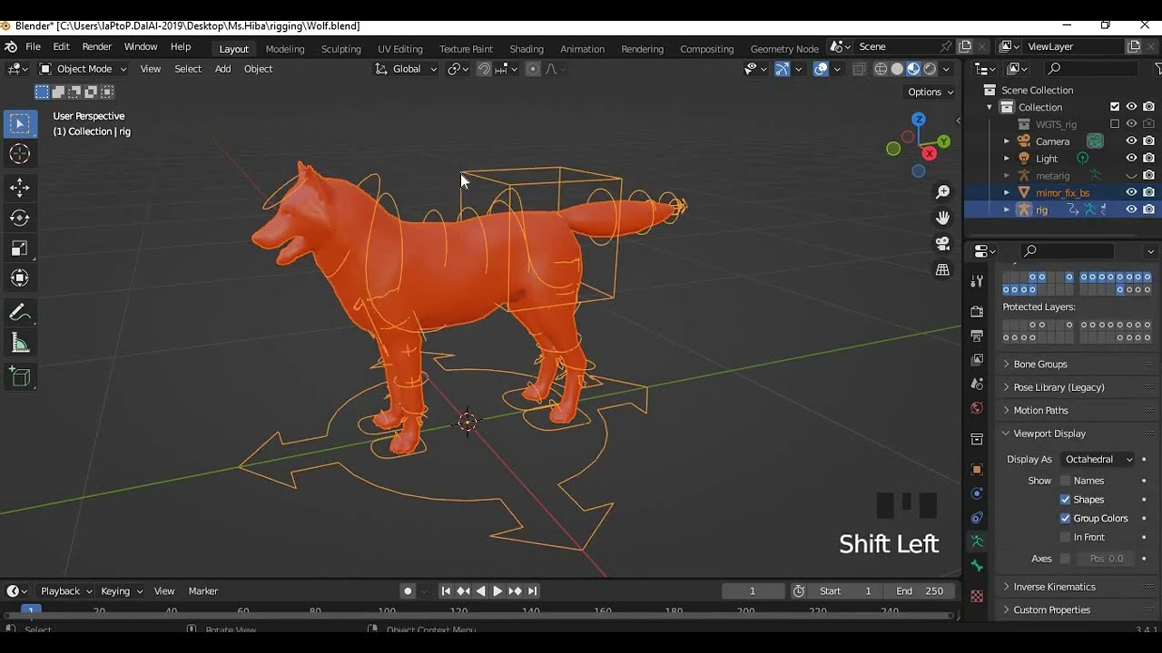 محاضرة 03 جزء 2 | (تركيب عظام للحيوان ) Basic Rigify any 3D animal in blender