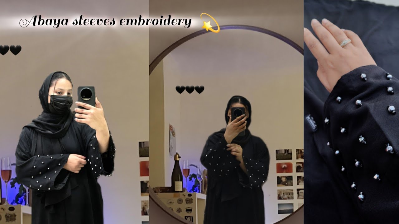 Abaya embroidery Work || simple beads embroidery 🖤💫