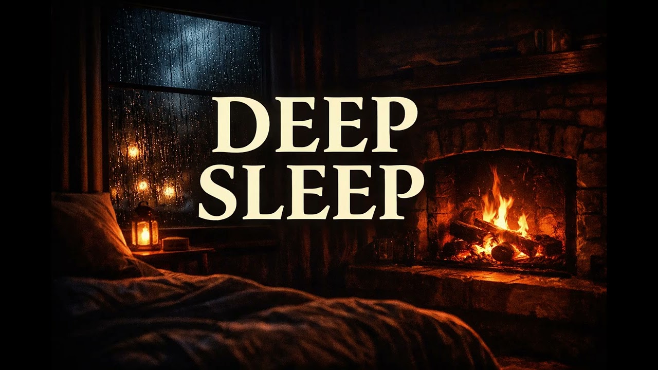Cozy Fireplace & Rain for Deep Sleep | Calm Night Ambience