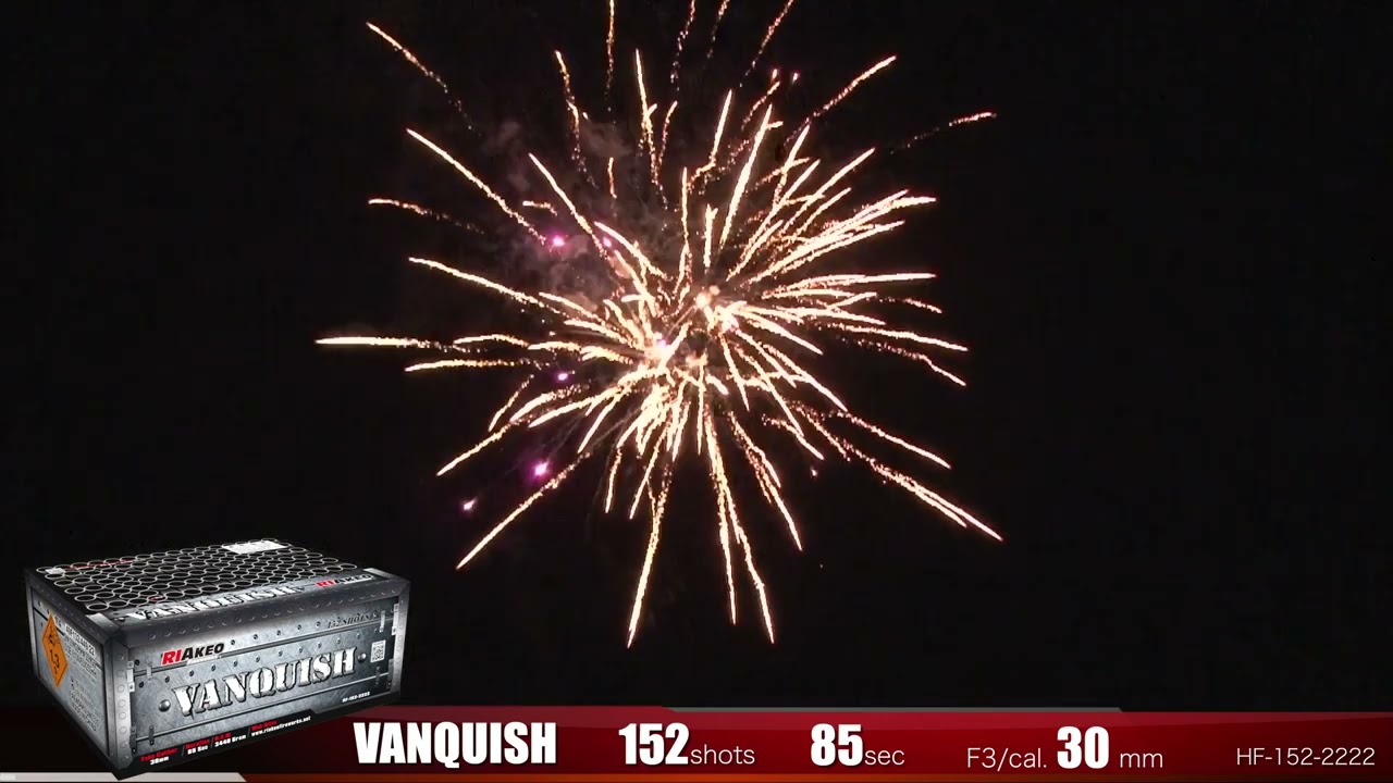 VANQUISH COMPOUND FIREWORK - F3 - 1.3G - 152 Shots - 30mm - RIAKEO FIREWORKS UK