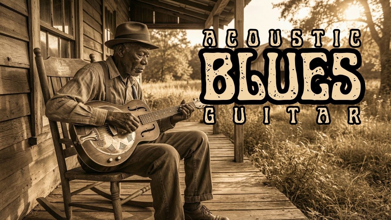 Dark Slow Acoustic Blues Guitar Instrumental for Night Relaxation and Focus