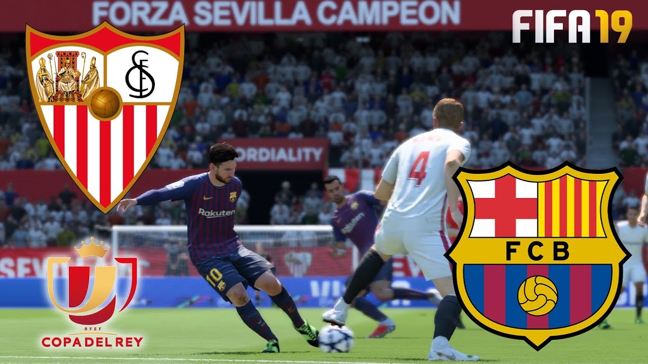 FIFA 19 - Sevilla vs FC Barcelona - Copa Del Rey 2019 - Ramon Sanchez Pizjuan - Highlights, Gameplay