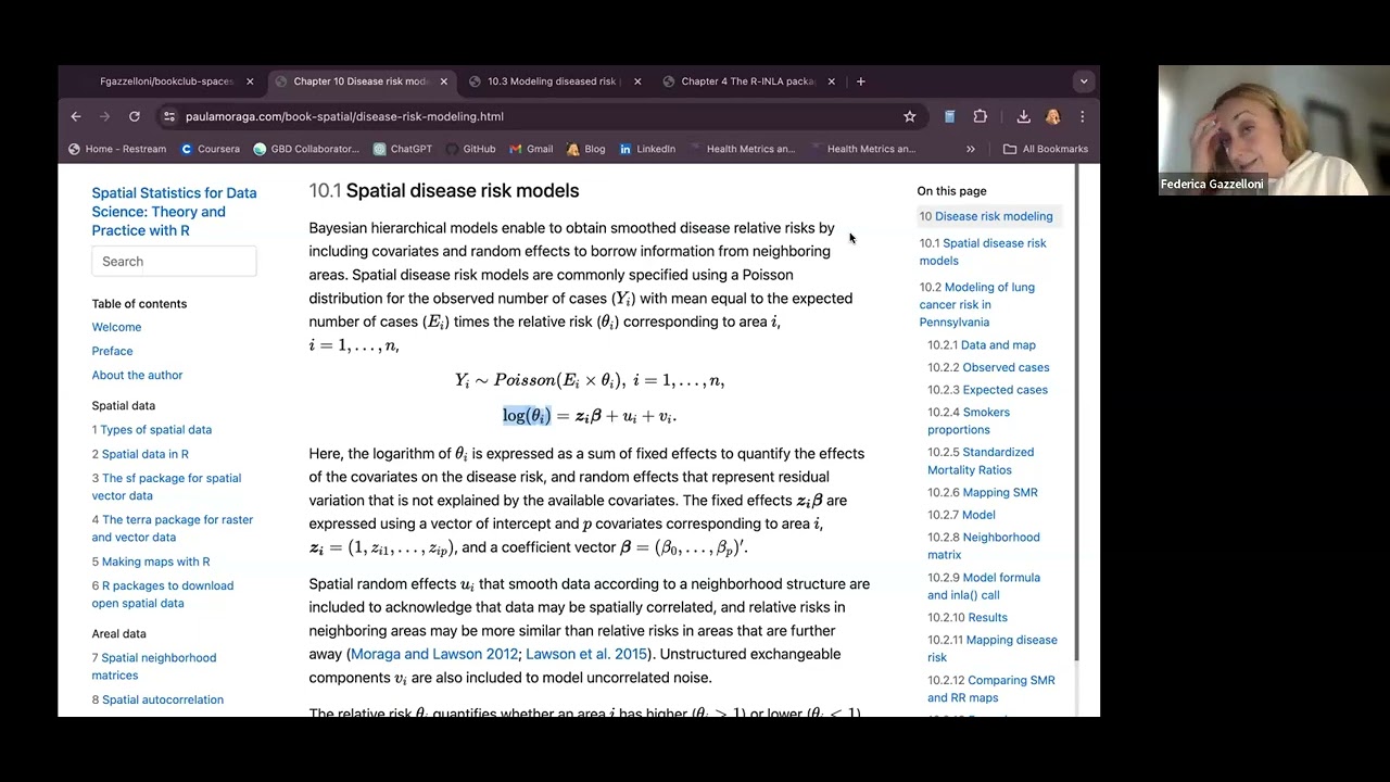 Spatial Statistics for Data Science: Disease risk modeling & Areal data issues (spacestats01 10 11)
